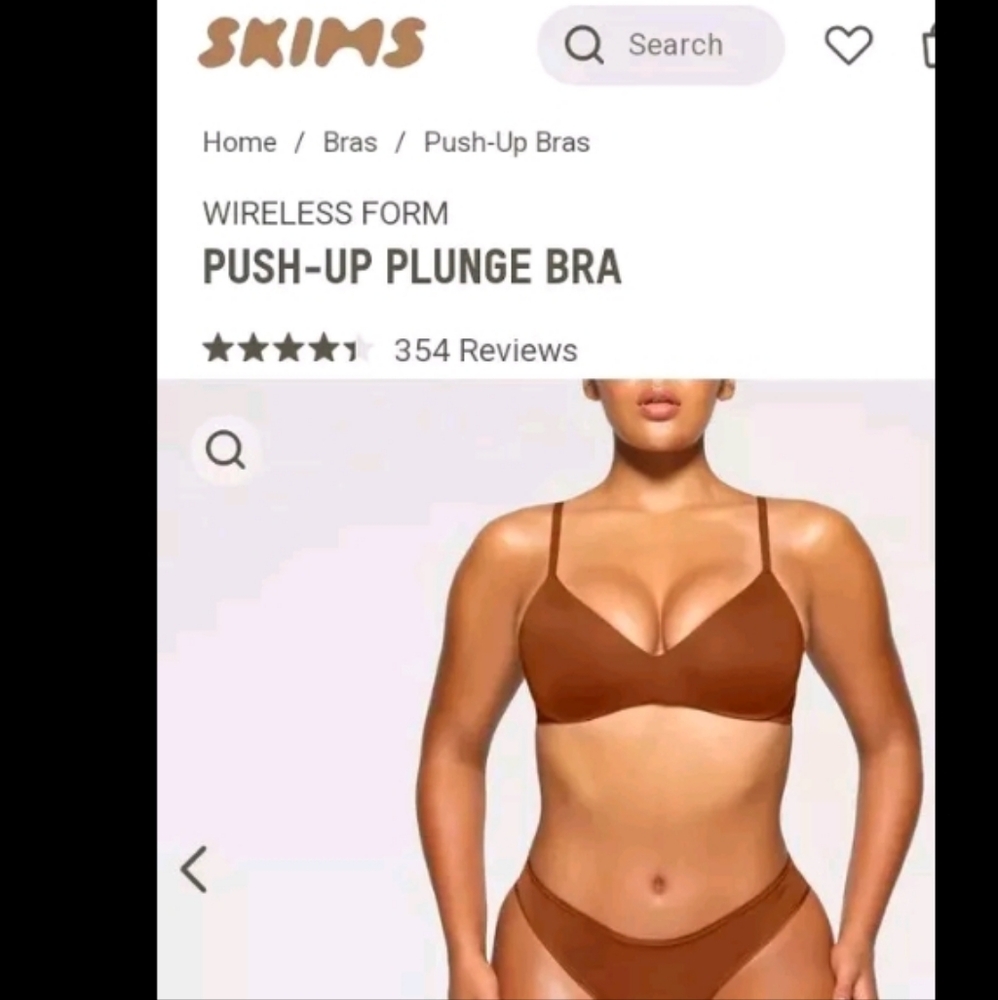 SKIMS- Wireless Form Push-Up / Plunge Bra (Bronze)-32B